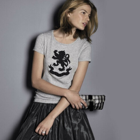 J Crew Gray Lion Crest Short Sleeve 
